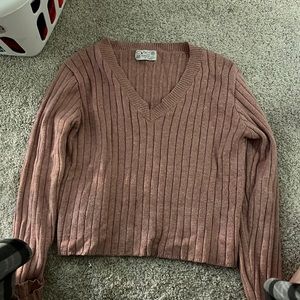 poof apparel cropped long sleeve sweater